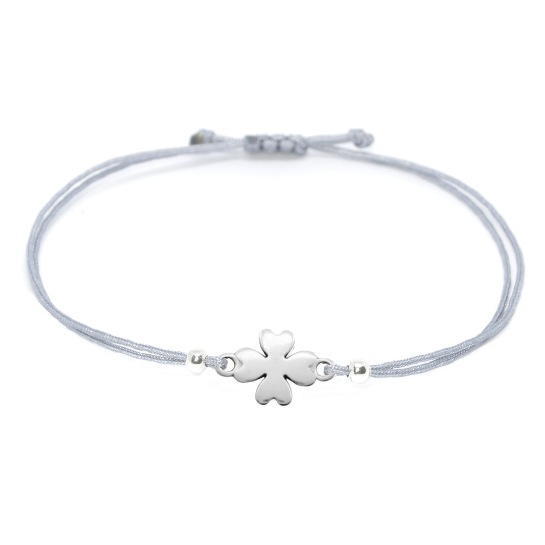 Kleeblatt Armband Silber - Grau Glücksbringer - SelfmadeJewelry