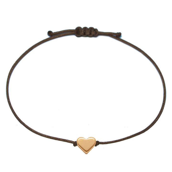 Herz Armband in Rosegold - Dunkelbraun Makrameeband - SelfmadeJewelry