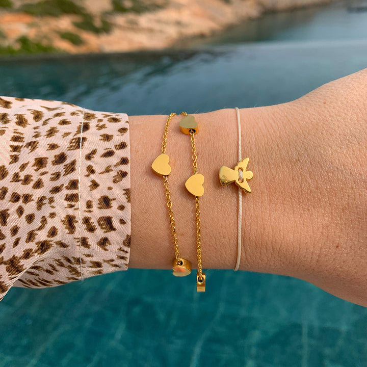 Schutzengel Armband - Glücksbringer Gold - Beige - SelfmadeJewelry