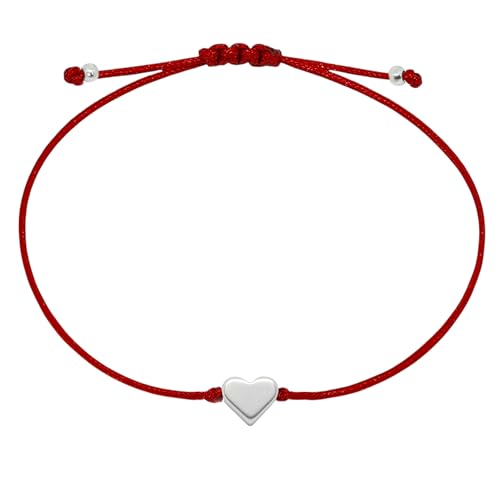 Herz Armband Silber - Rot - Zartes Markamee Armband