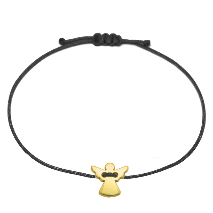 Selfmade Jewelry Armband Damen Gold Schutzengel Größenverstellbares Armkettchen mit Engelchen Handgemacht Inkl. Geschenkverpackung (Gold - Schwarz) - SelfmadeJewelry