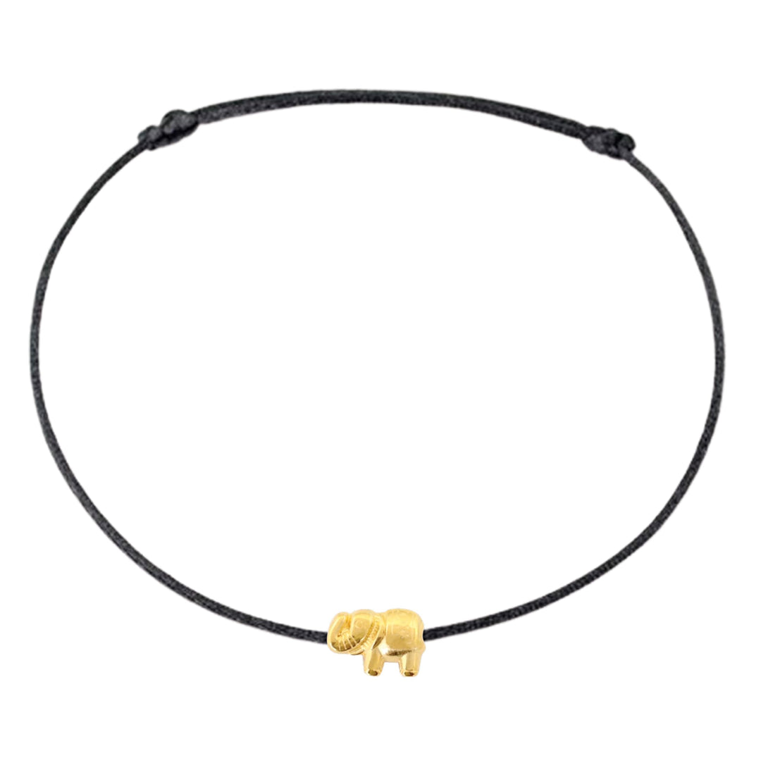 Fußkettchen Damen Elefant Handgemachtes Fußband Gold - Schwarz