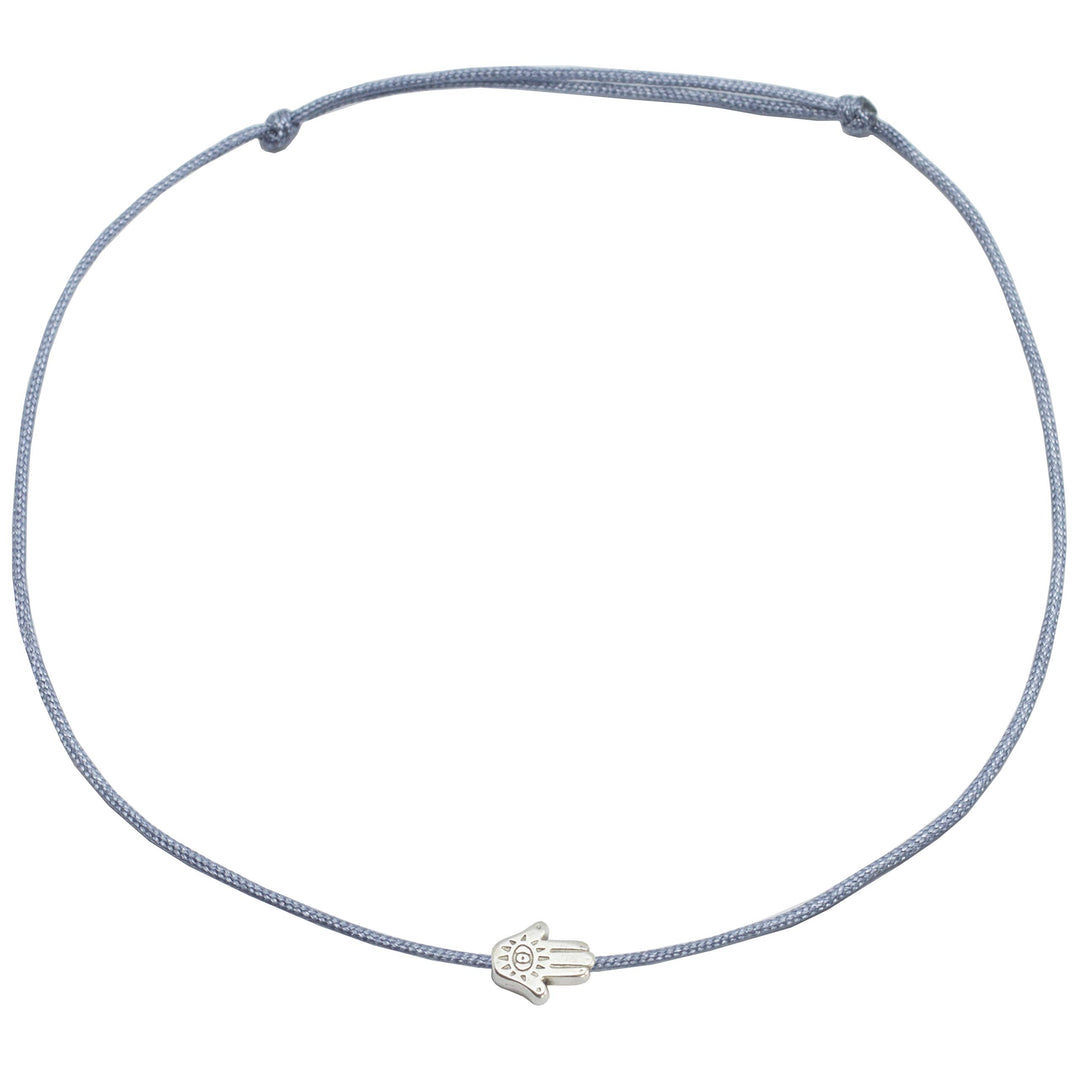 Selfmade Jewelry Fußkettchen Damen Silber Fatimas Hand Größenverstellbares Fußband Hamsa Handmade Inkl. Geschenk-Verpackung (Grau) - SelfmadeJewelry