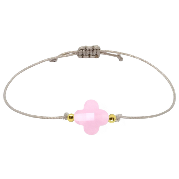 Glücksklee Armband - Facettenperle Rosa - Gold