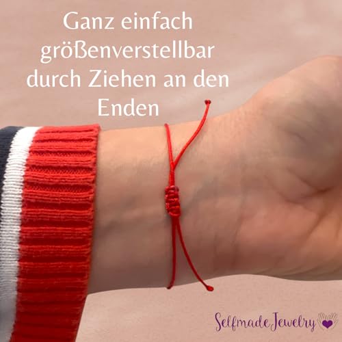 Hufeisen Armband Glücksbringer Armbändchen für Frauen & Mädchen Silber - Rot