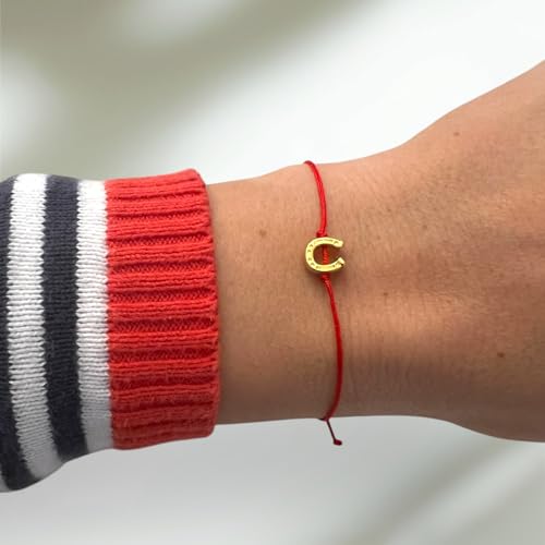 Hufeisen Armband Damen Mädchen (größenverstellbar bis 21cm) Gold - Rot