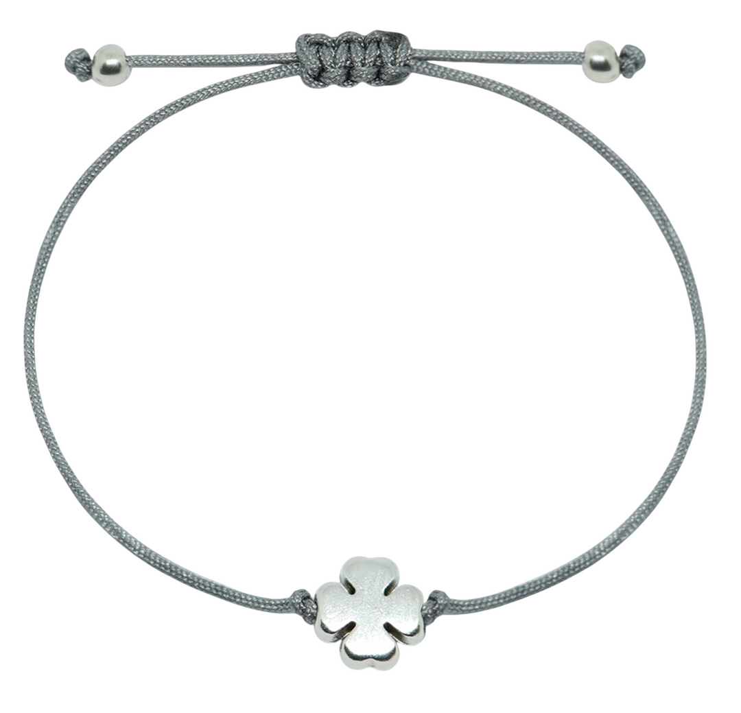 Kleeblatt Armband Silber - Grau, Größenverstellbares Glücksarmband
