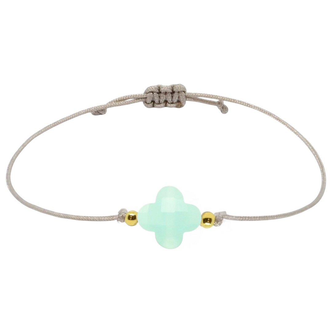 Glücksklee Armband - Facettenperle Jade Grün - Gold