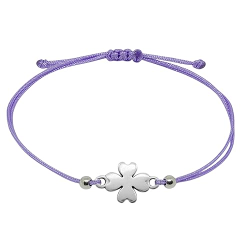 Kleeblatt Armband Glücksbringer in Silber - Lila