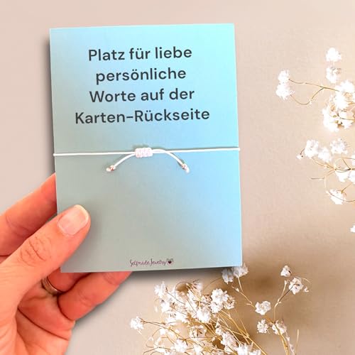 Kreuz Armband Silber - Weiß, Erstkommuniongeschenk inkl. Karte zur Kommunion