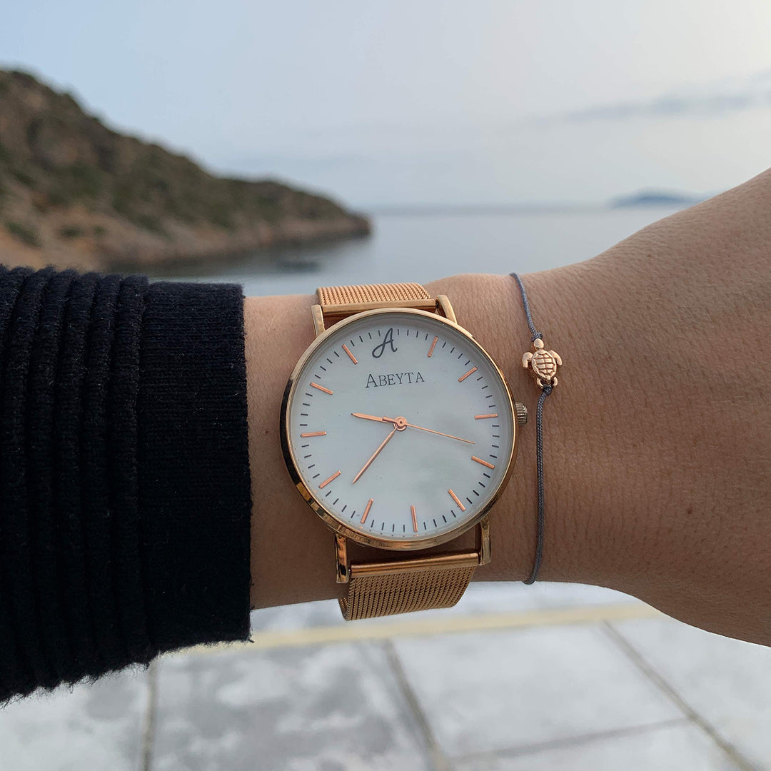 Schildkröten Armband Roségold - Grau - SelfmadeJewelry