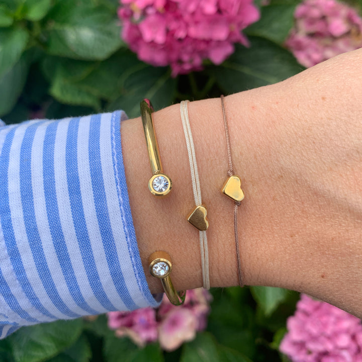 Herz Armband Gold – Makramee Armband Braun | Handgefertigtes Glücksarmband