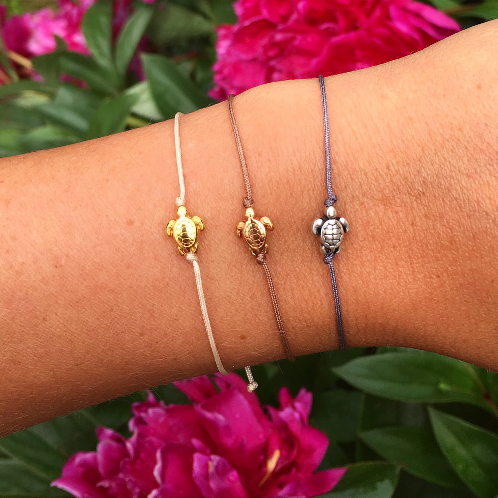 Glücksarmband Schildkröte Roségold – Makramee Armband in Braun | Handmade - SelfmadeJewelry