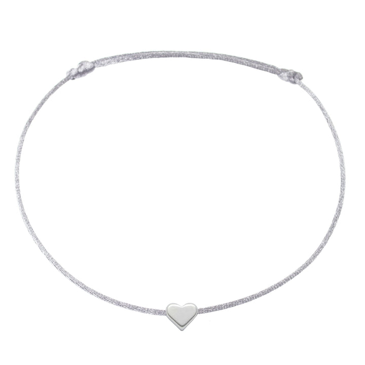 Herz Fußkette in Silber - Grau Satin