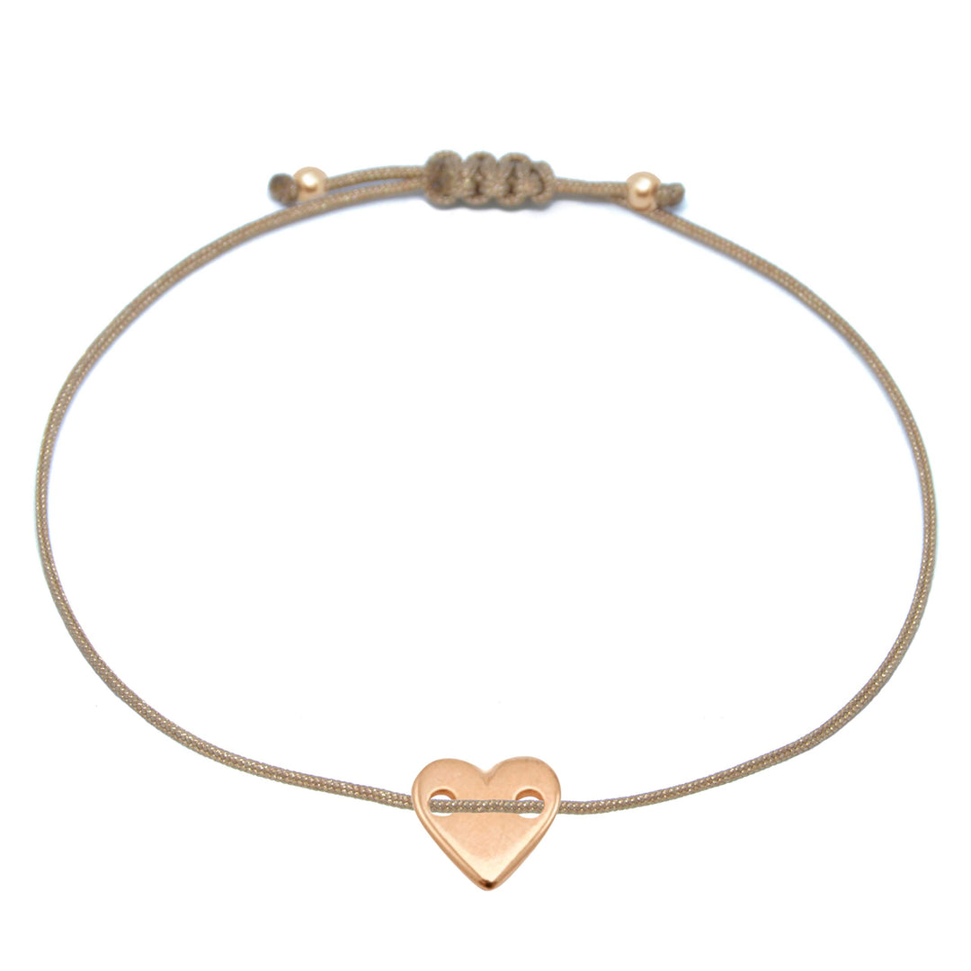 Herz Armband Roségold - Braun / Makramee Armbändchen - SelfmadeJewelry