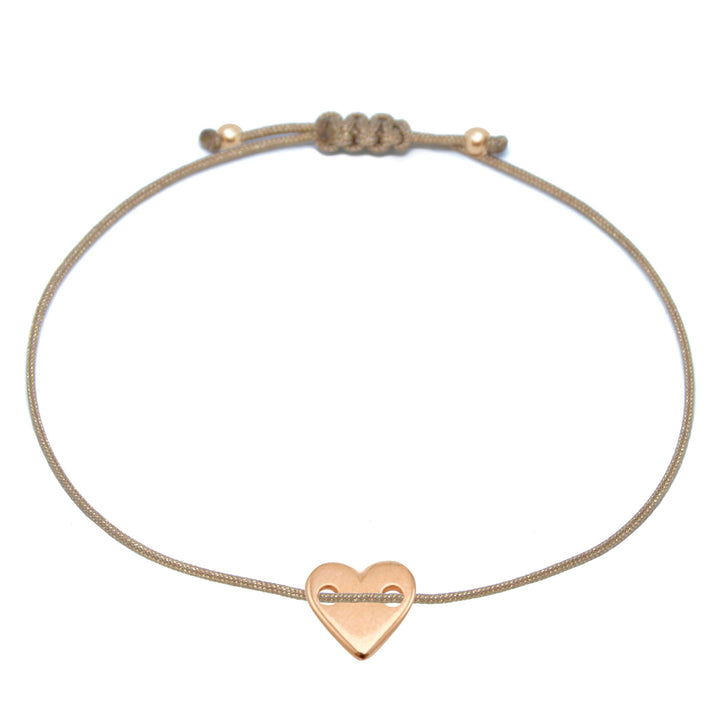 Herz Armband Roségold - Braun / Makramee Armbändchen - SelfmadeJewelry
