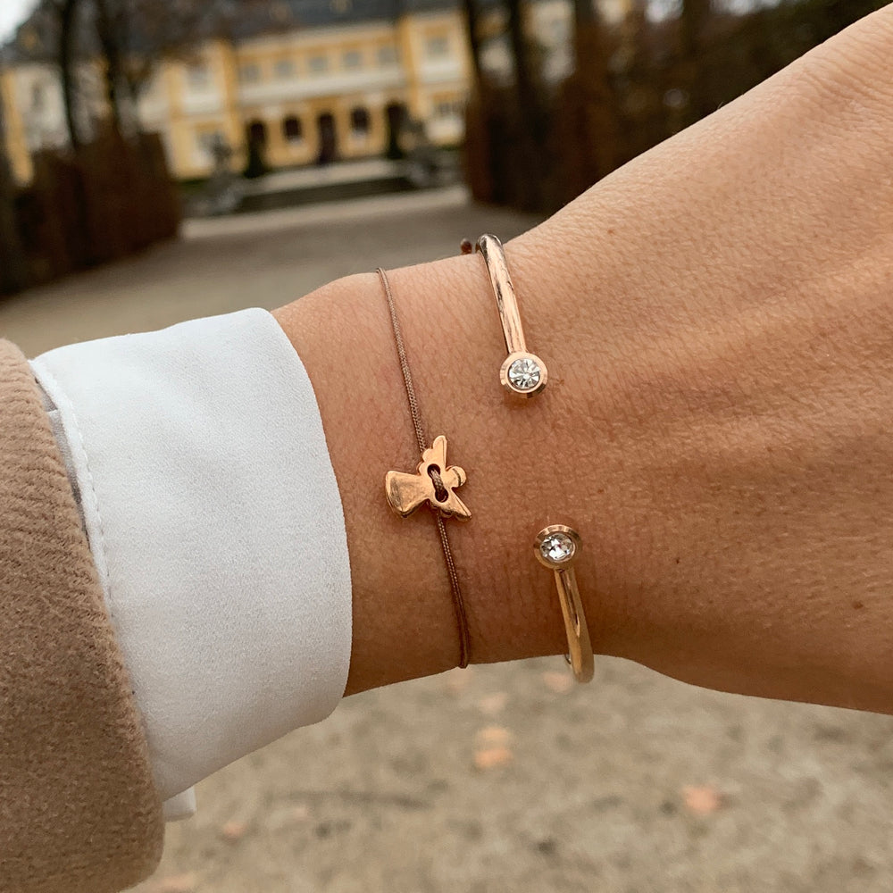 Schutzengel Armband Glücksbringer Roségold - Braun - SelfmadeJewelry