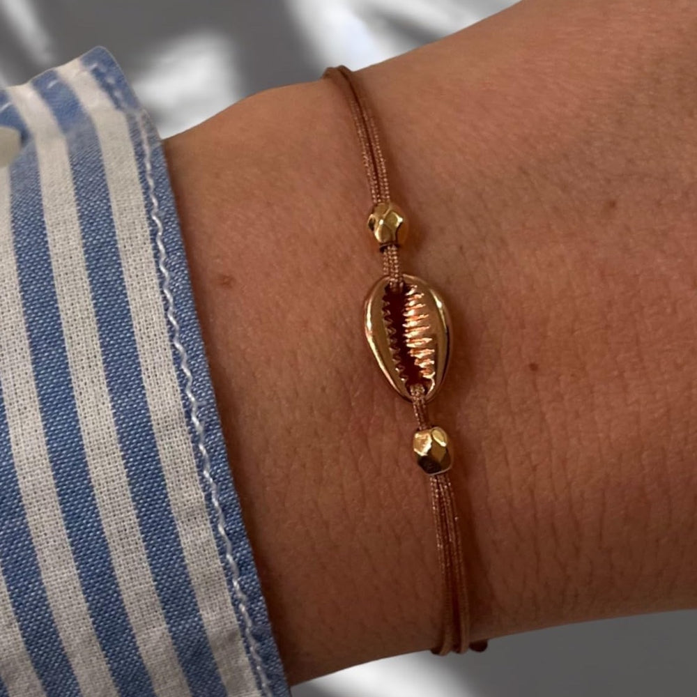 Kauri Muschel Armband Roségold - Braun - SelfmadeJewelry