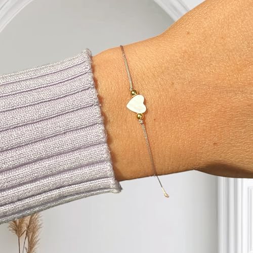 Perlmutt Herz Armband, Muschelherz (Herz 8mm)