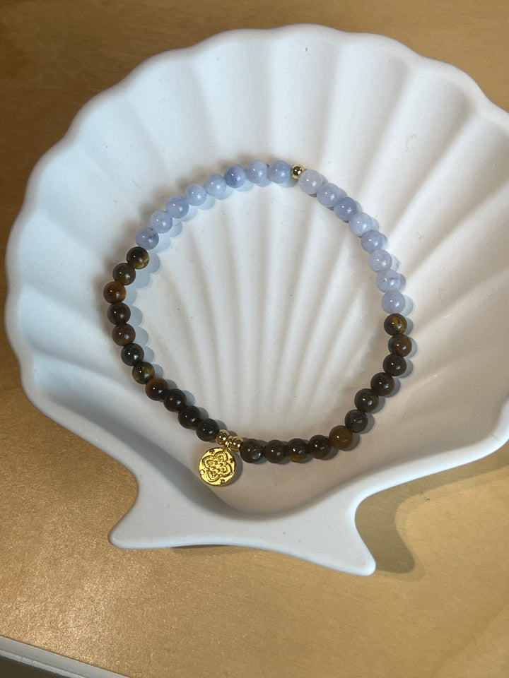 Perlenarmband Aquamarin & Tigerauge