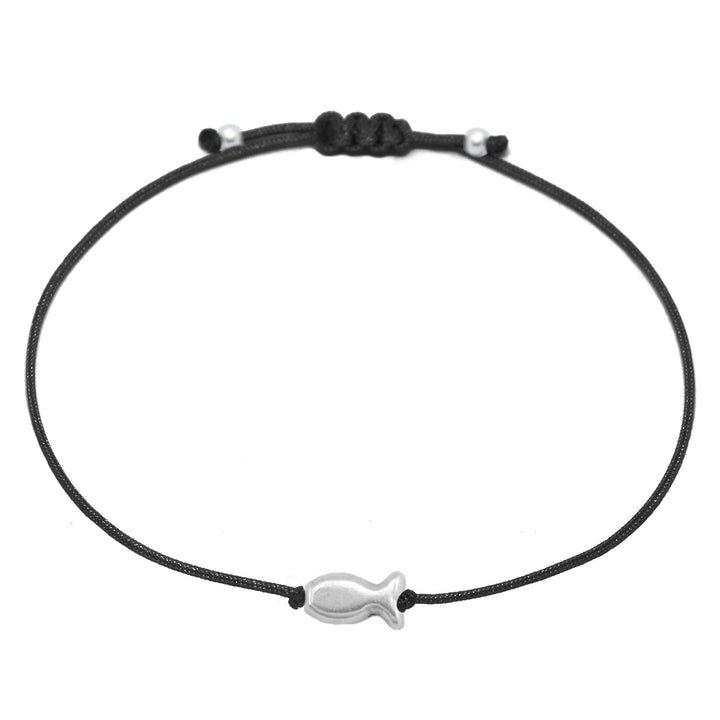 Kommunion Armband Fisch Silber - Schwarz - SelfmadeJewelry