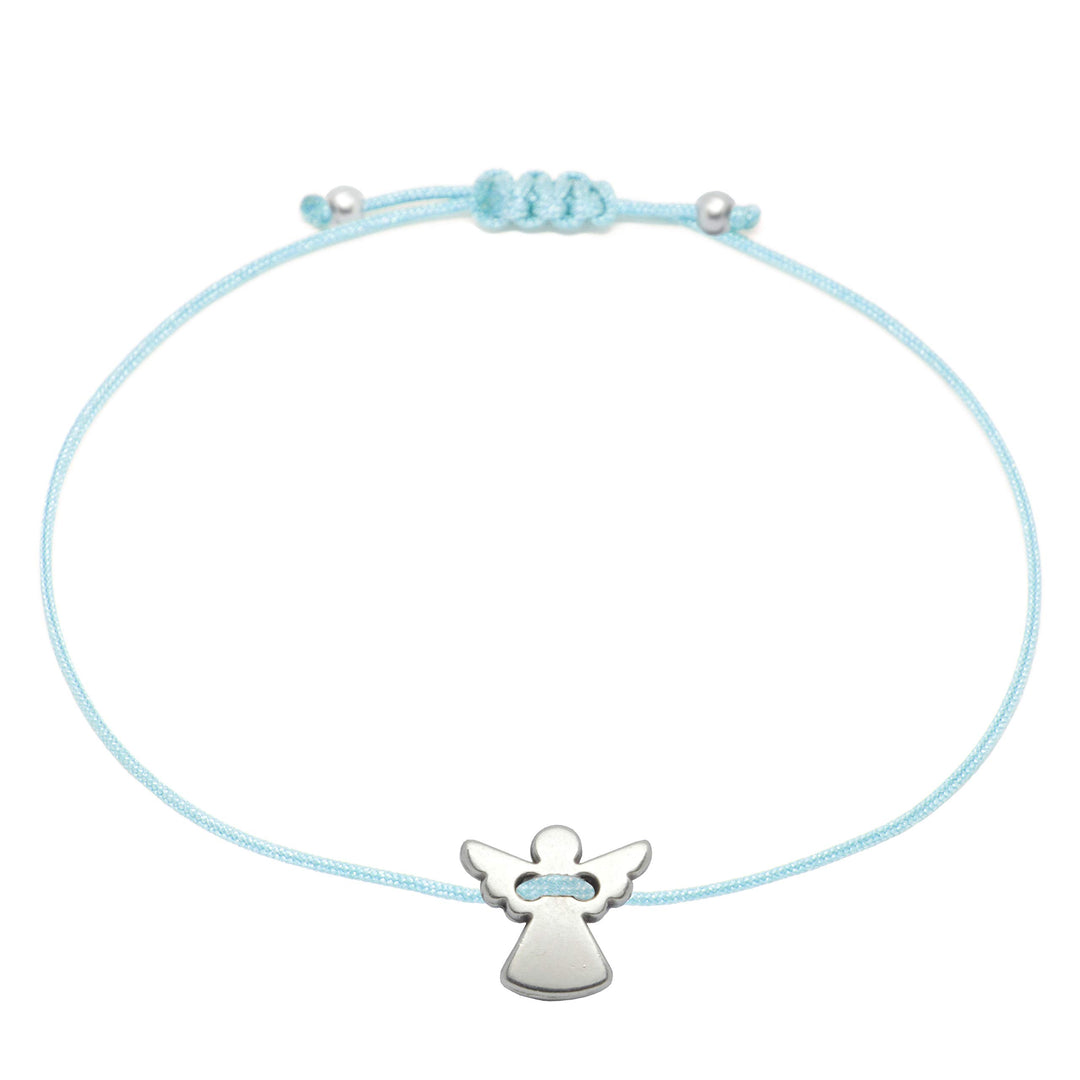 Engel Armband auf Kommunionkarte als Kommunion Geschenk Junge (Engel Silber - Hellblau) - SelfmadeJewelry