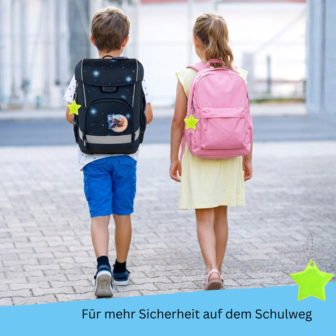 Geschenk zur Einschulung – Karte mit Reflektor Stern Glücksbringer | Kleinigkeit für Schultüte & Schulanfang
