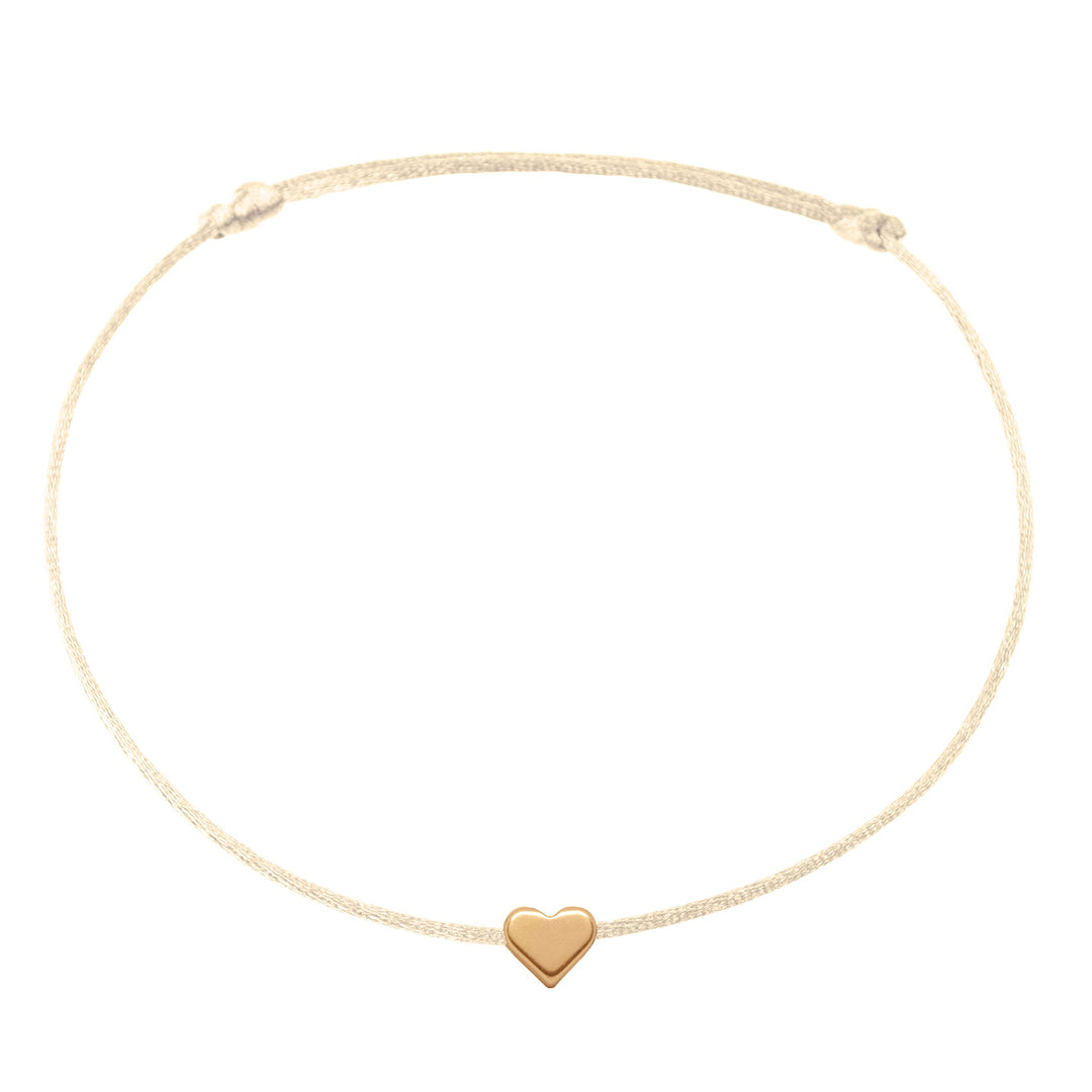 Herz Fußkettchen Roségold - Champagner Satinband