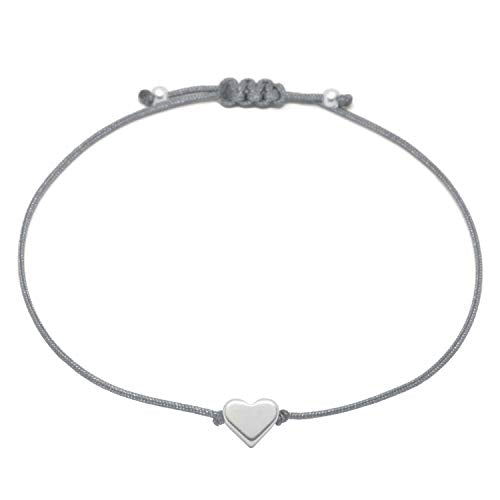 You & Me Set Herz Armband Silber - Grau 2er Set - SelfmadeJewelry