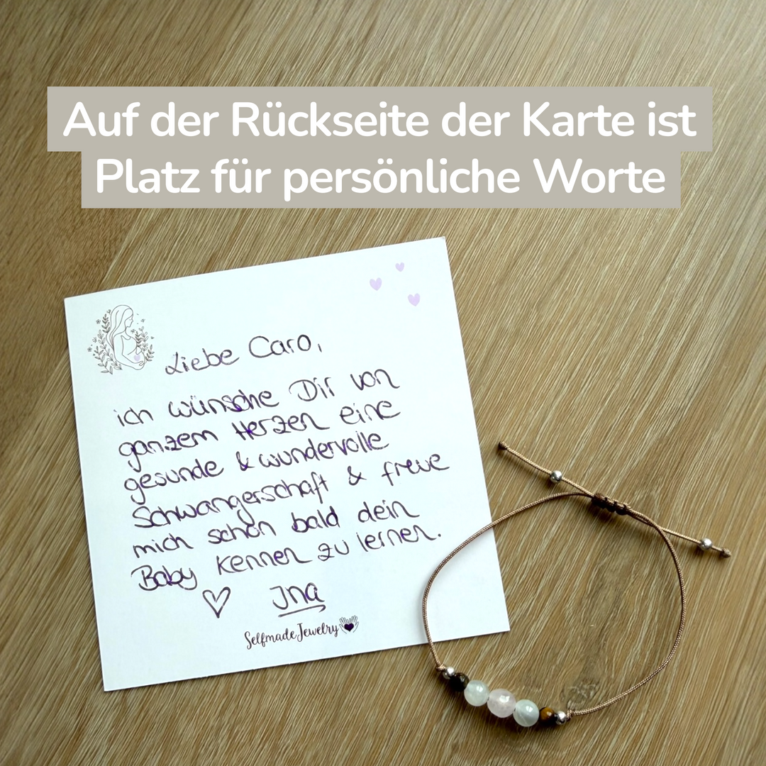 Glücksarmband Schwangerschaft – Rosenquarz, Mondstein & Tigerauge | Handmade