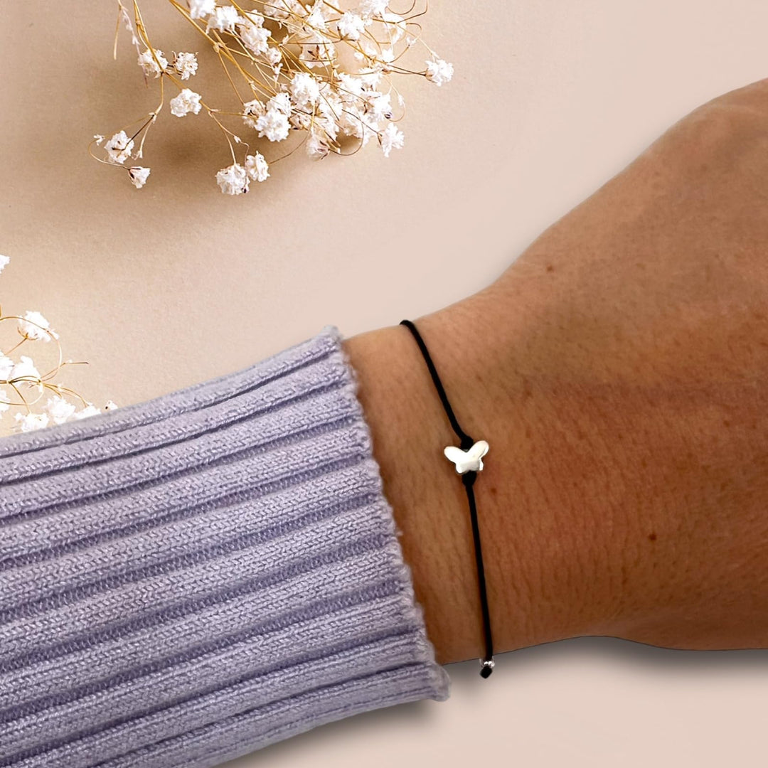 Schmetterling Armband Silber - Schwarz