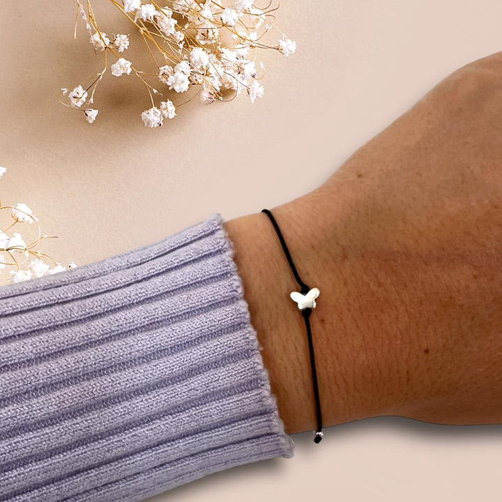 Schmetterling Armband Silber - Schwarz