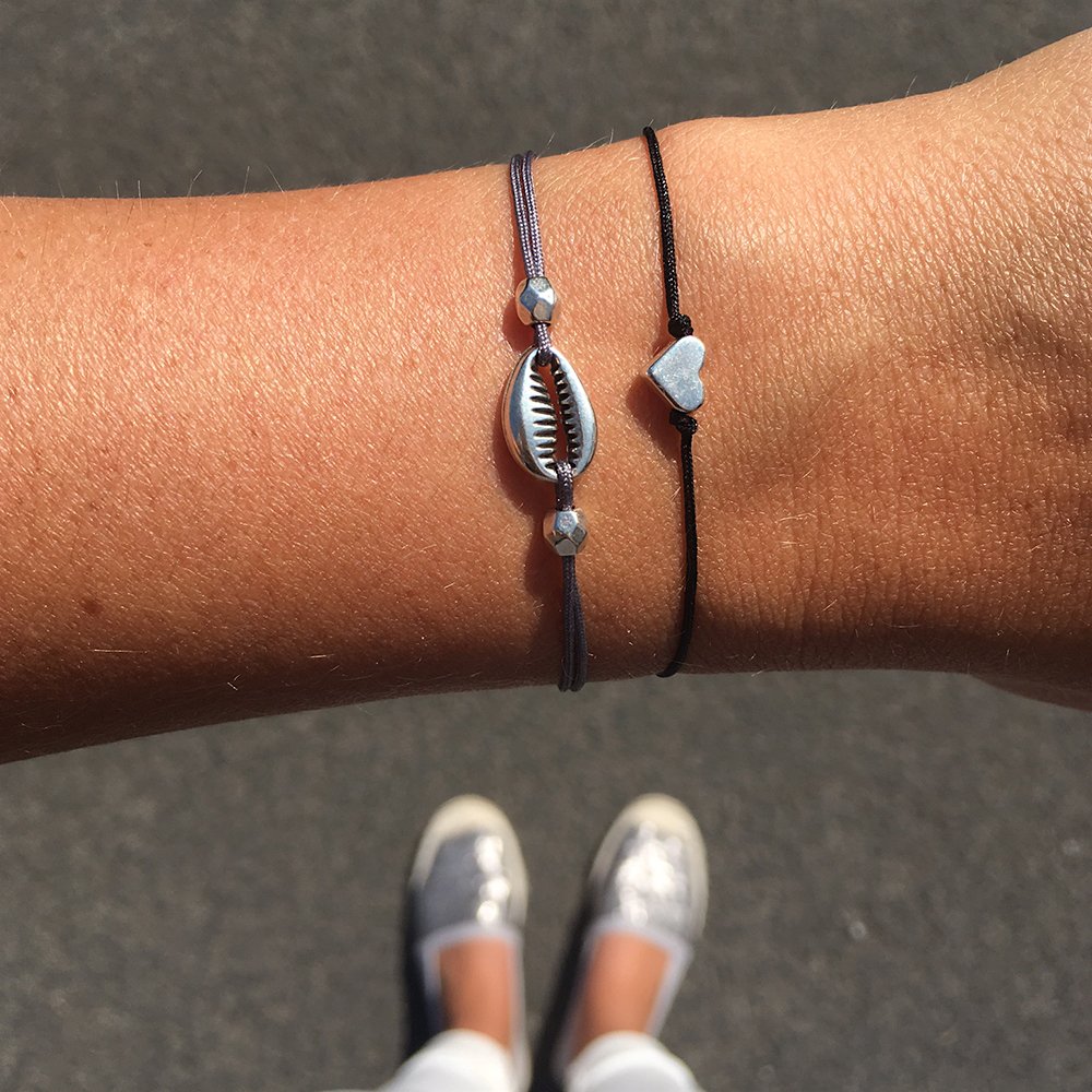 Kauri Muschel Armband Silber - Grau - SelfmadeJewelry