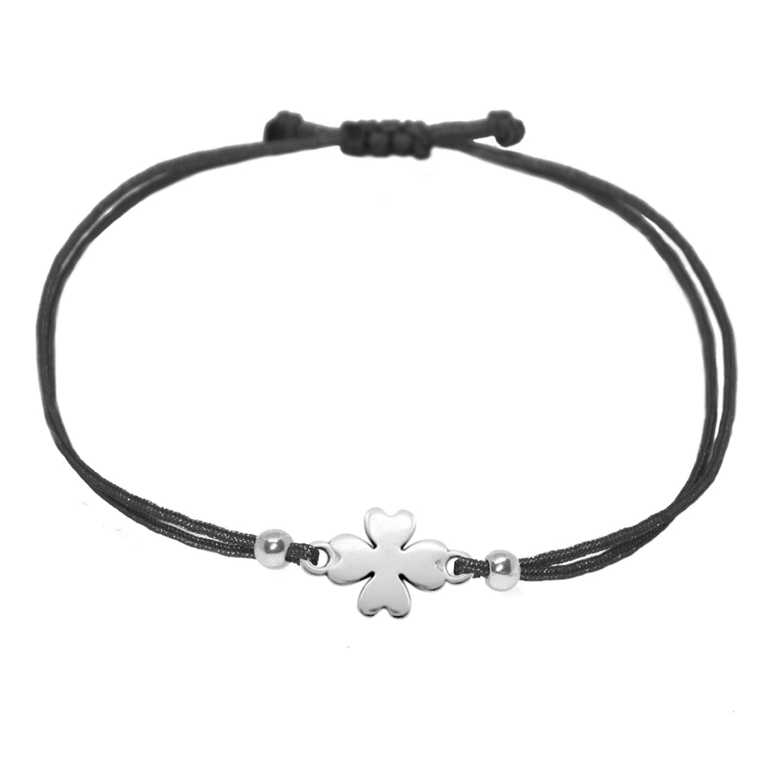Glücksarmband Kleeblatt Silber - Schwarz