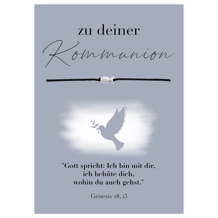 Kommunion Armband Fisch Silber - Schwarz - SelfmadeJewelry