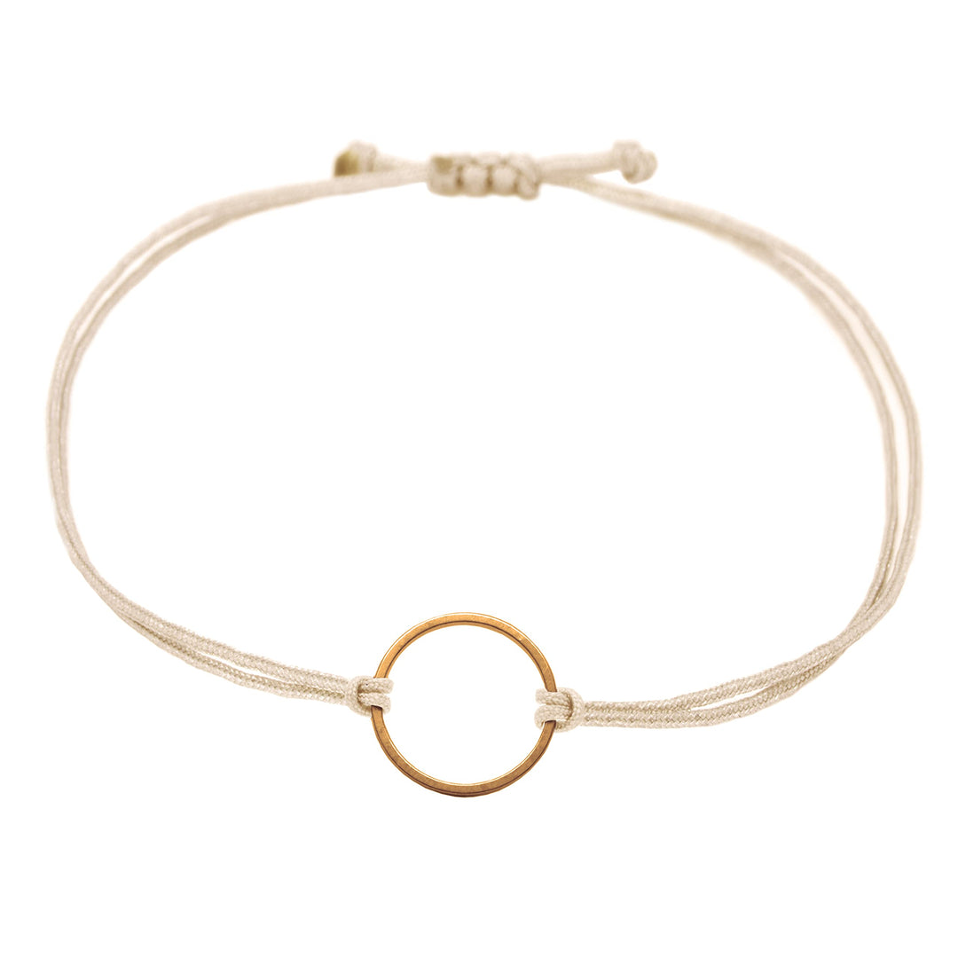 Kreis Armband Roségold- Beige / handgemachtes Makramee-Armbändchen - SelfmadeJewelry