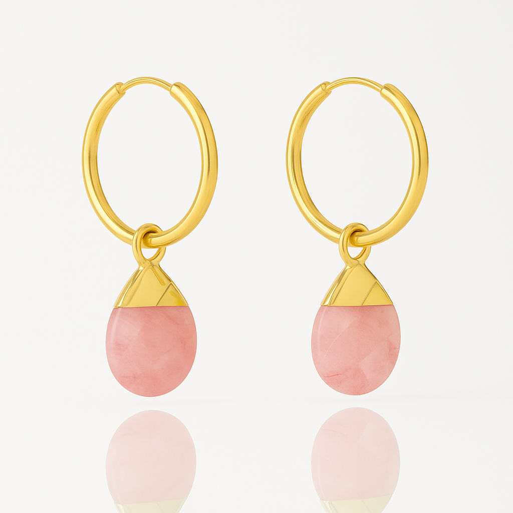 Ohrringe Gold - Naturstein Rosa