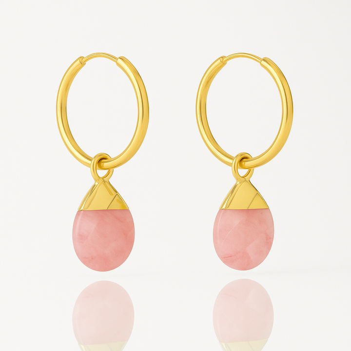 Ohrringe Gold - Naturstein Rosa
