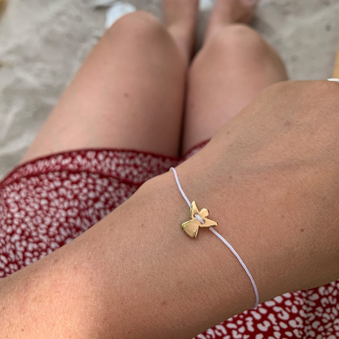 Schutzengel Armband Roségold - Weiß / Kommunion Armband - SelfmadeJewelry