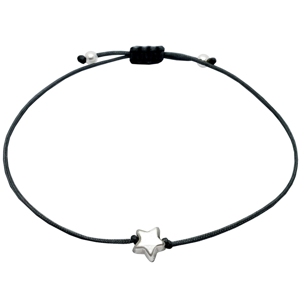Stern Armband Makramee Silber - Schwarz - SelfmadeJewelry