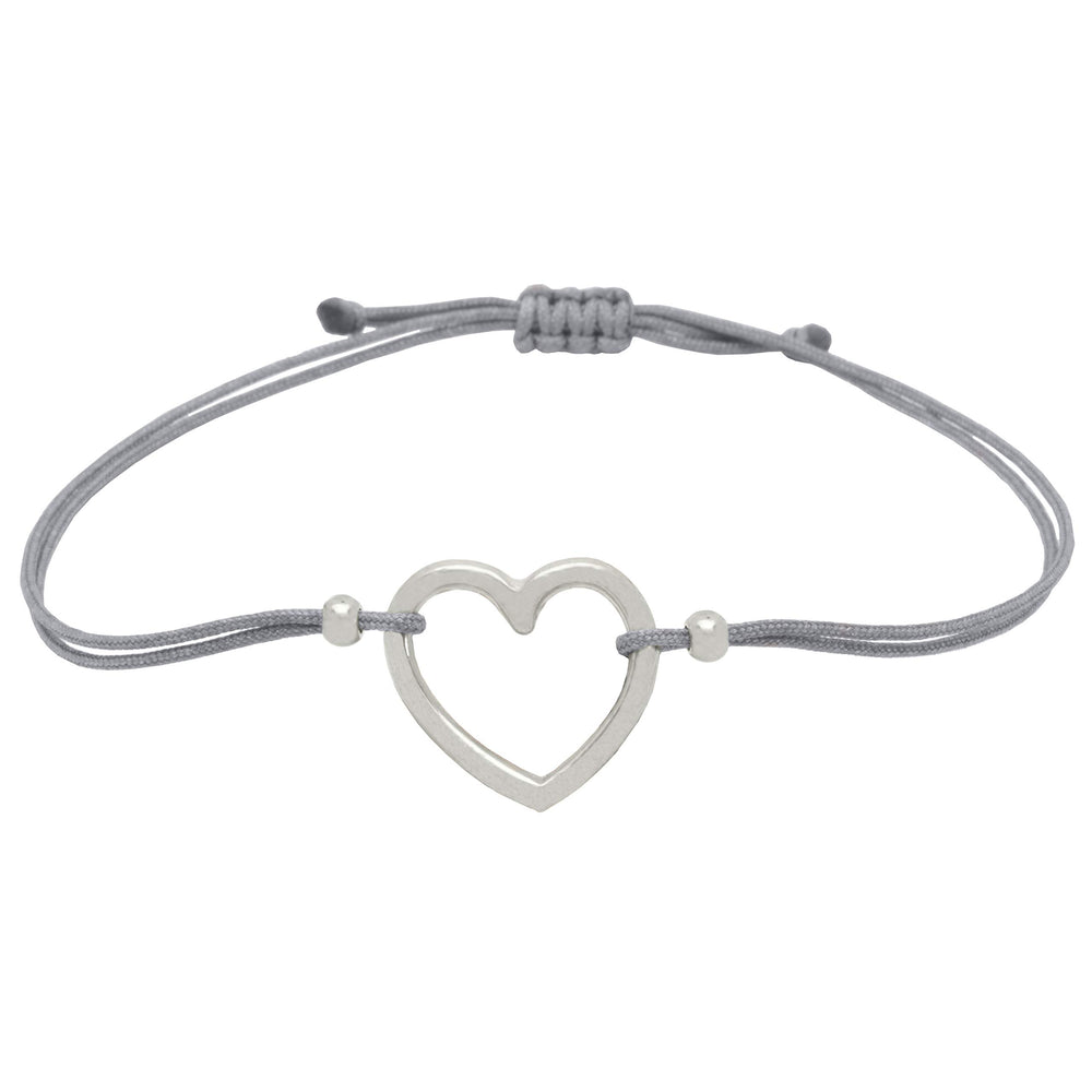 Herz Armbändchen Silber - Grau Größenverstellbar - SelfmadeJewelry