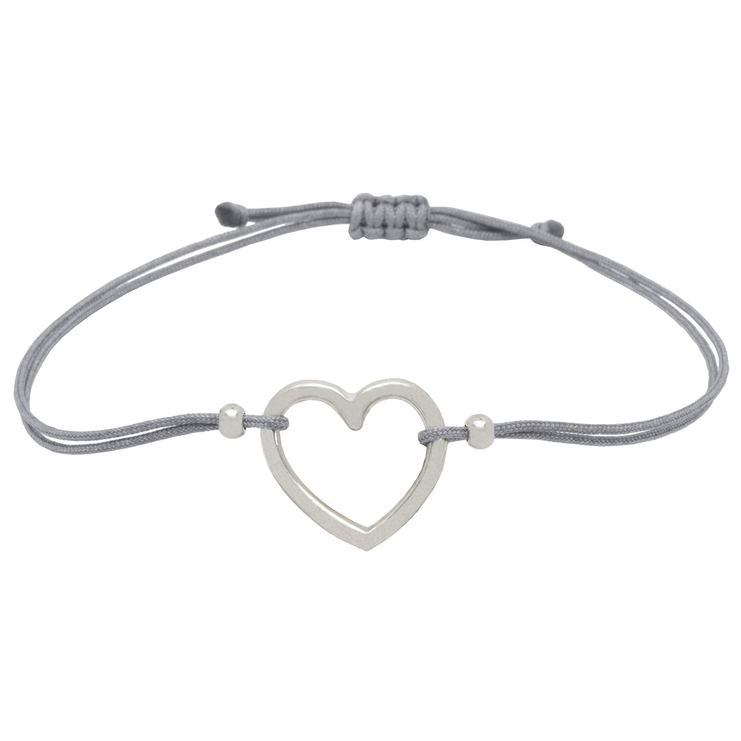 Herz Armbändchen Silber - Grau Größenverstellbar - SelfmadeJewelry