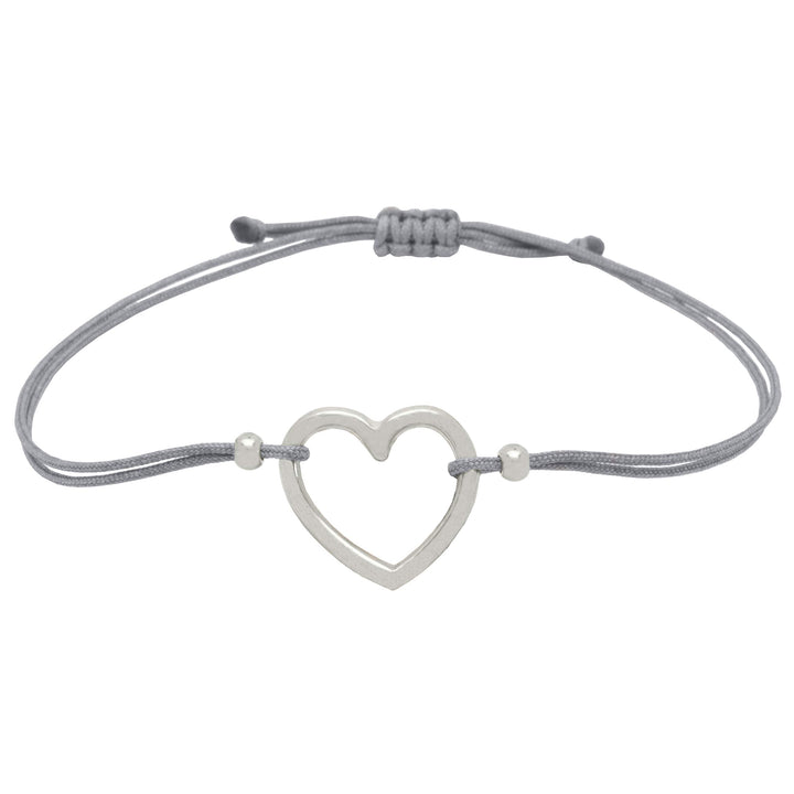 Herz Armbändchen Silber - Grau Größenverstellbar - SelfmadeJewelry