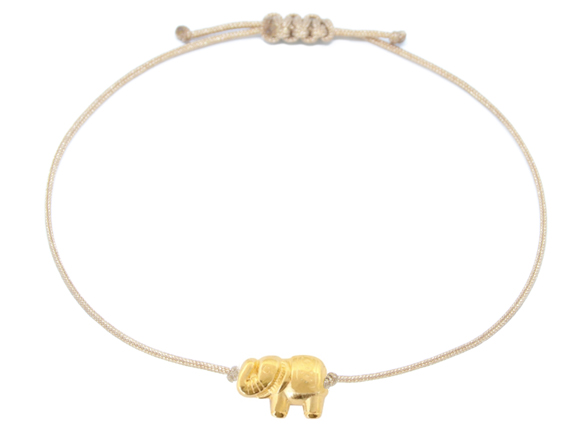 Textil Armband Elefant Gold Beige