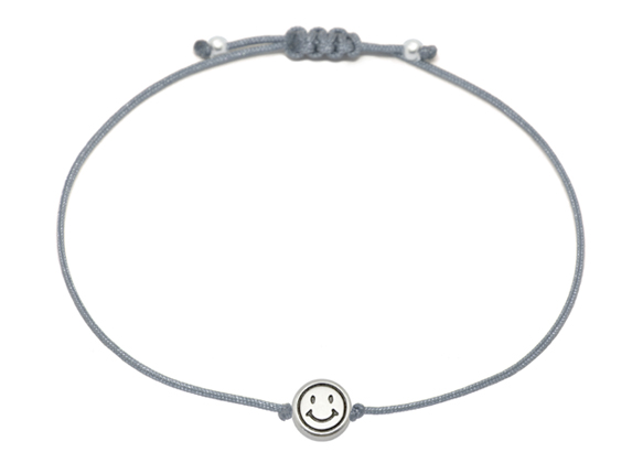 Smiley Armband in Silber und Grau