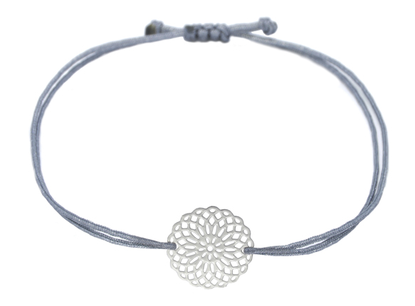 Mandala Armband Silber - Grau