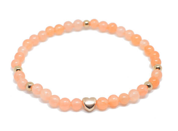 Perlen Armband Orange mit Herz Rosegold