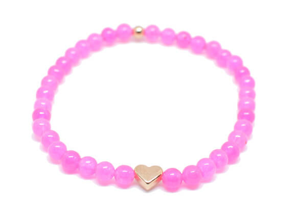 Perlen Armband Pink mit Herz Rosegold